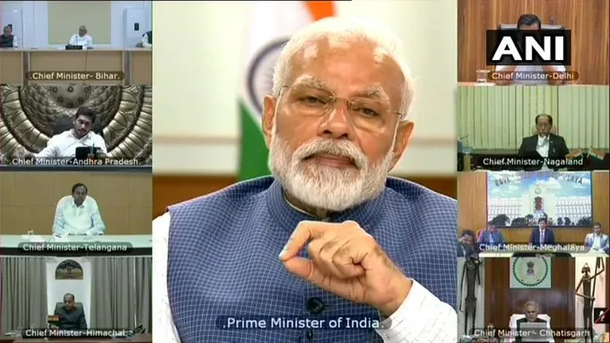 Prime Minister Narendra Modi holds meeting with Chief Ministers via video conferencing, on COVID-19 - India TV Hindi