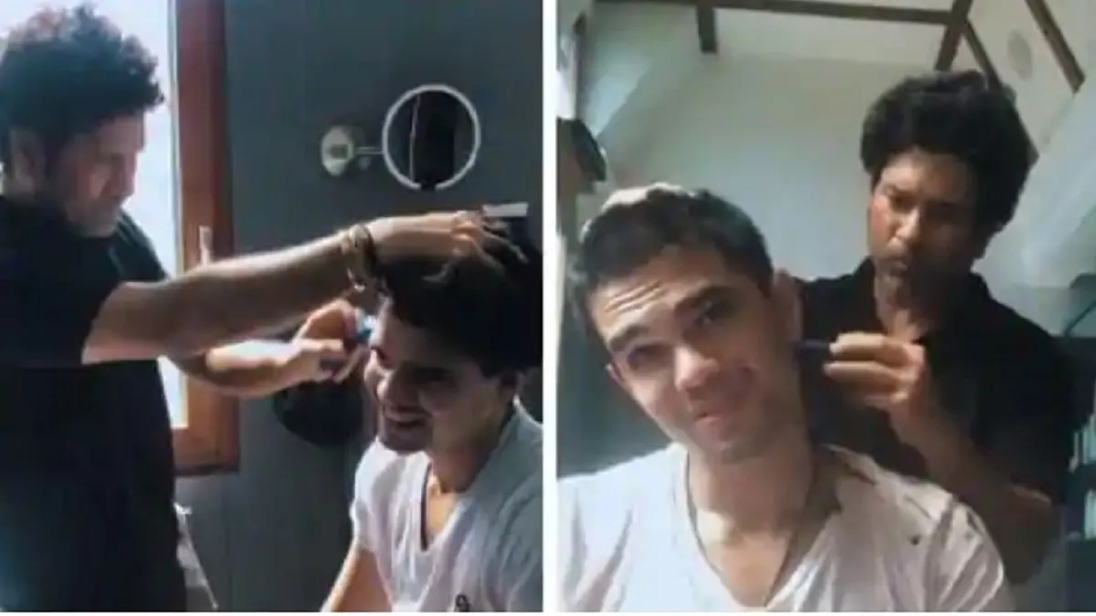 Sachin Tendulkar gave a stylish haircut to his son Arjun, watch the video, in the video, Sachin is s- India TV Hindi