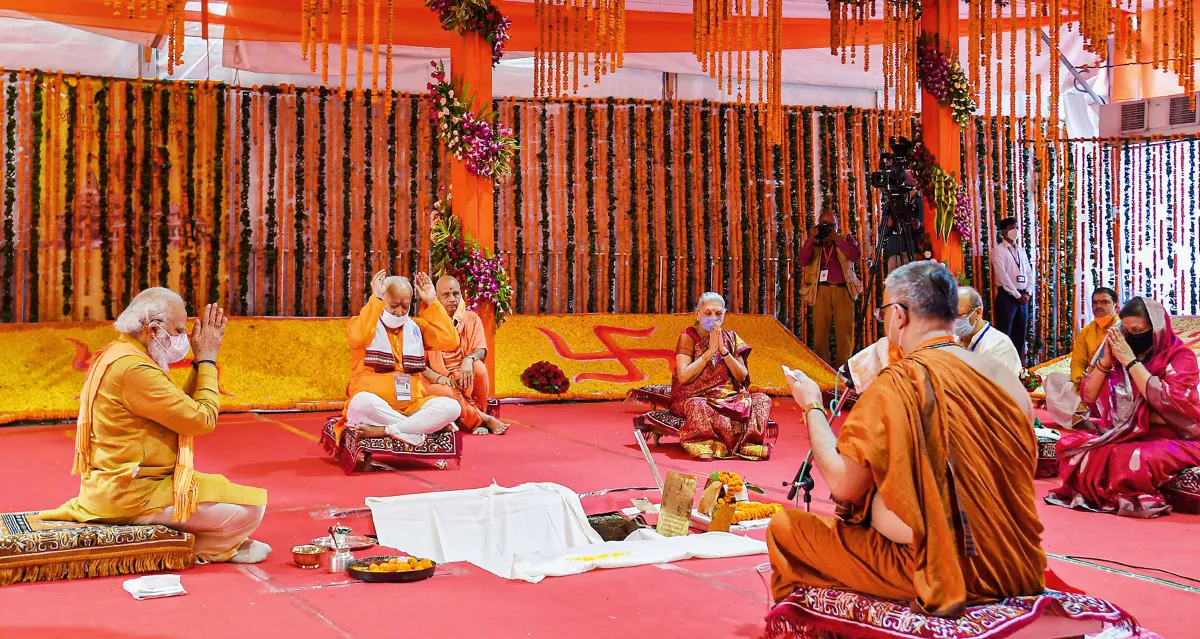 PM Modi attends Bhoomi Pujan ceremony of Shri Ram Janmabhoomi in Ayodhya, Uttar Pradesh- India TV Hindi