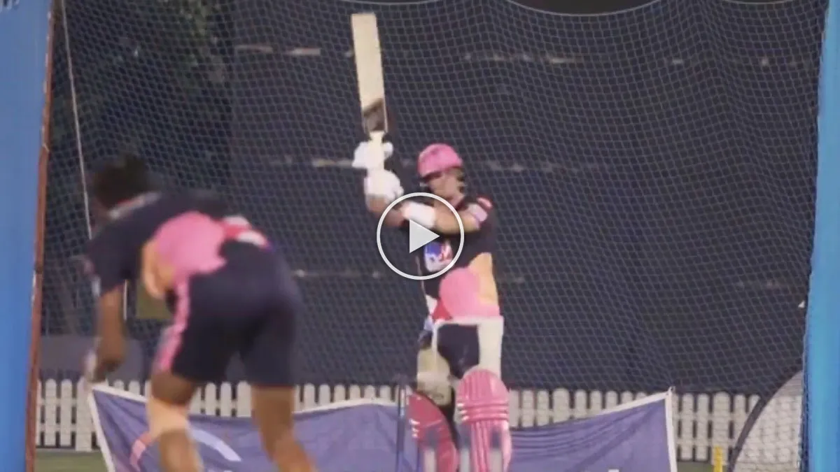 Steve Smith Helicopter Shot In Practice Session MS Dhoni Rajasthan Royals- India TV Hindi
