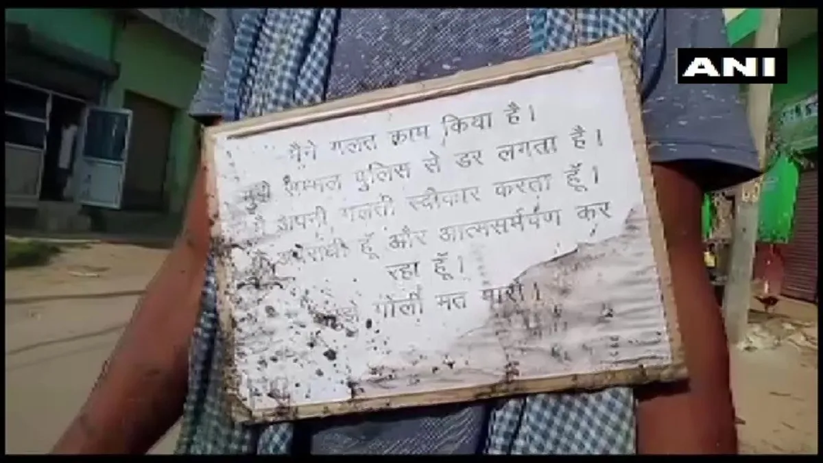 criminal wearing placard that read I am afraid of Sambhal...- India TV Hindi