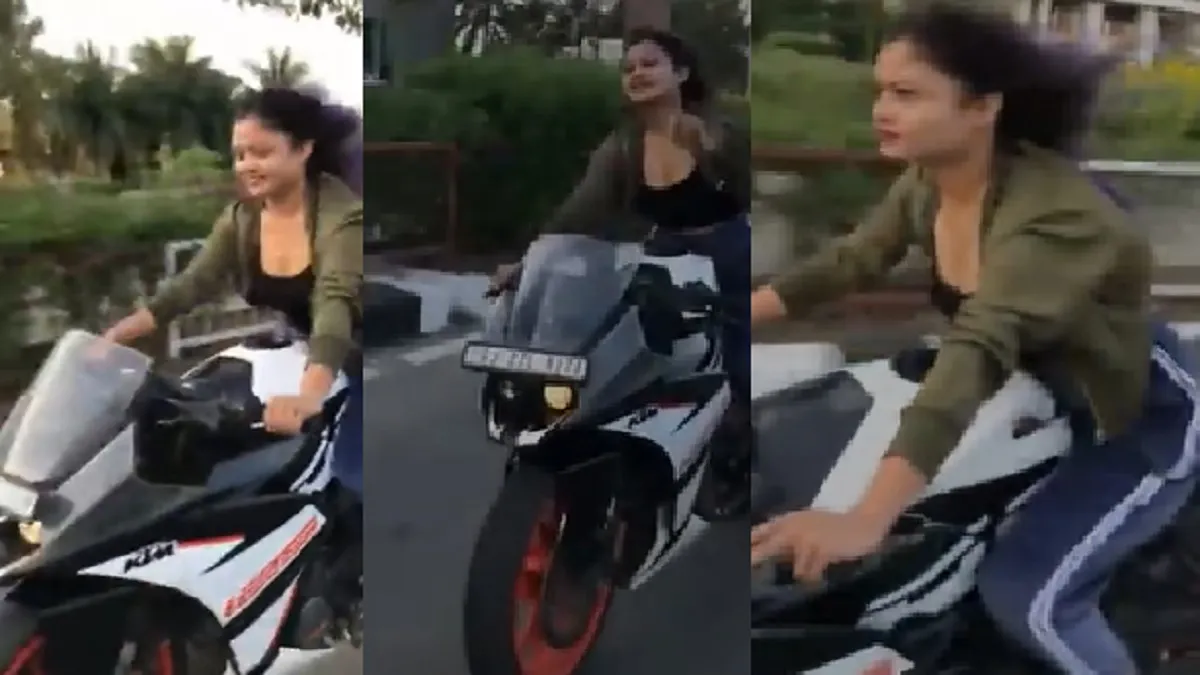 बाइक पर स्टंट करना युवती को पड़ा भारी- India TV Hindi