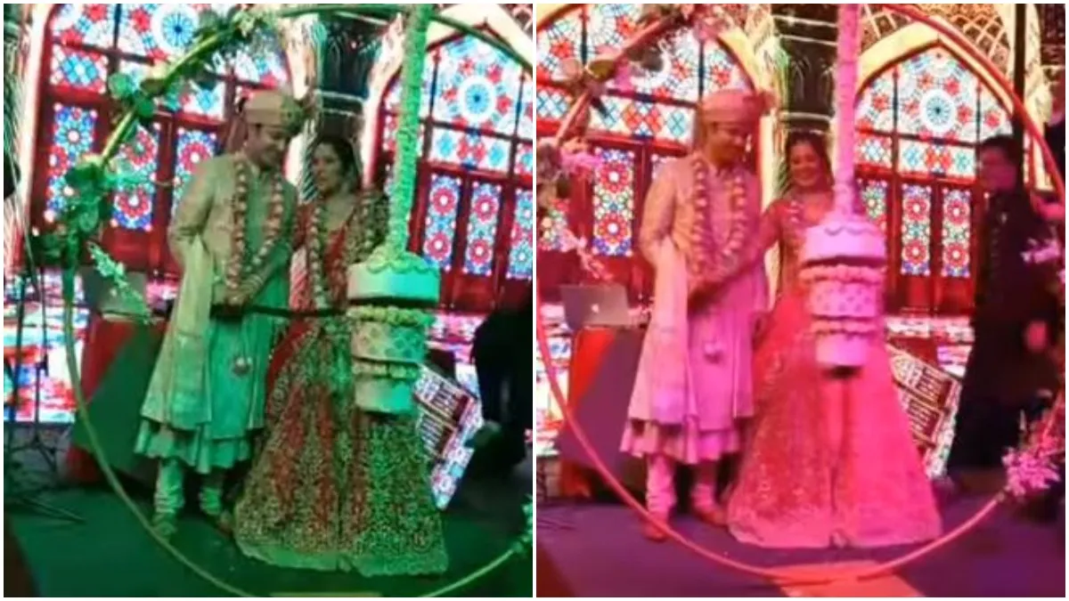 bride and groom cutting cake - India TV Hindi