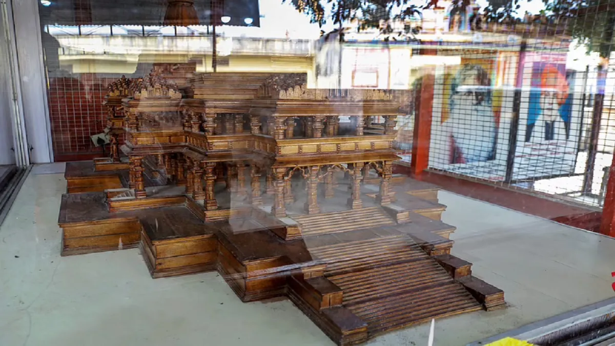 File image of a wooden model of the proposed Ram Mandir in a glass encasement, at the Ram Janmabhomi- India TV Hindi