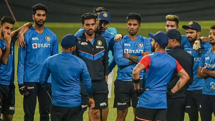Indian cricket team's meeting during a training session ahead of the first T20 cricket match- India TV Hindi