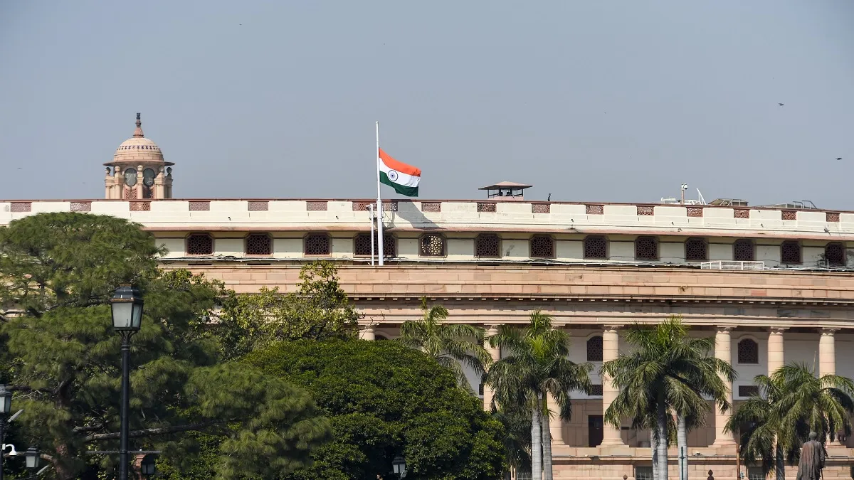 The Tricolour flies half-mast at Parliament to mourn the demise of legendary singer Lata Mangeshkar,- India TV Hindi