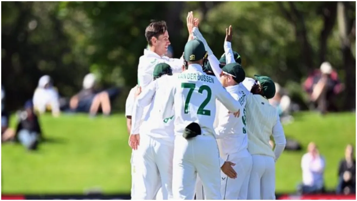 South Africa players celebrate after taking a wicket during NZ vs SA 2nd Test (File photo)- India TV Hindi