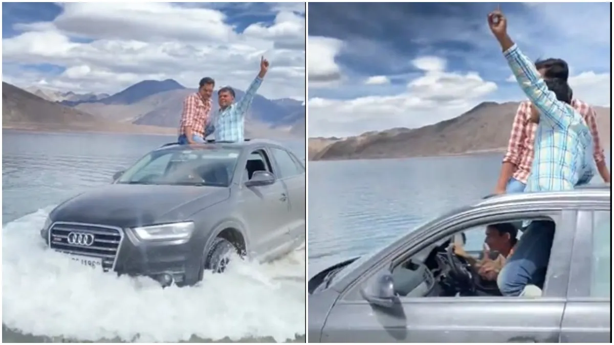 लद्दाख की पैंगोंग झील में ऑडी लेकर घुस गए पर्यटक- India TV Hindi