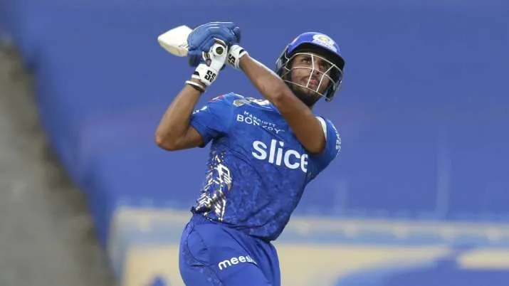 Mumbai Indians batsman Tilak Varma plays a shot against Rajasthan Royals.- India TV Hindi