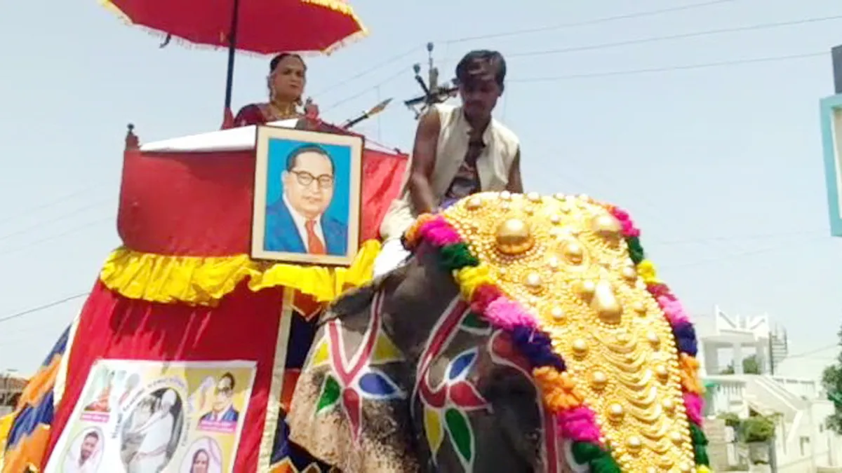 Girl's Procession on Elephant in Gujarat- India TV Hindi