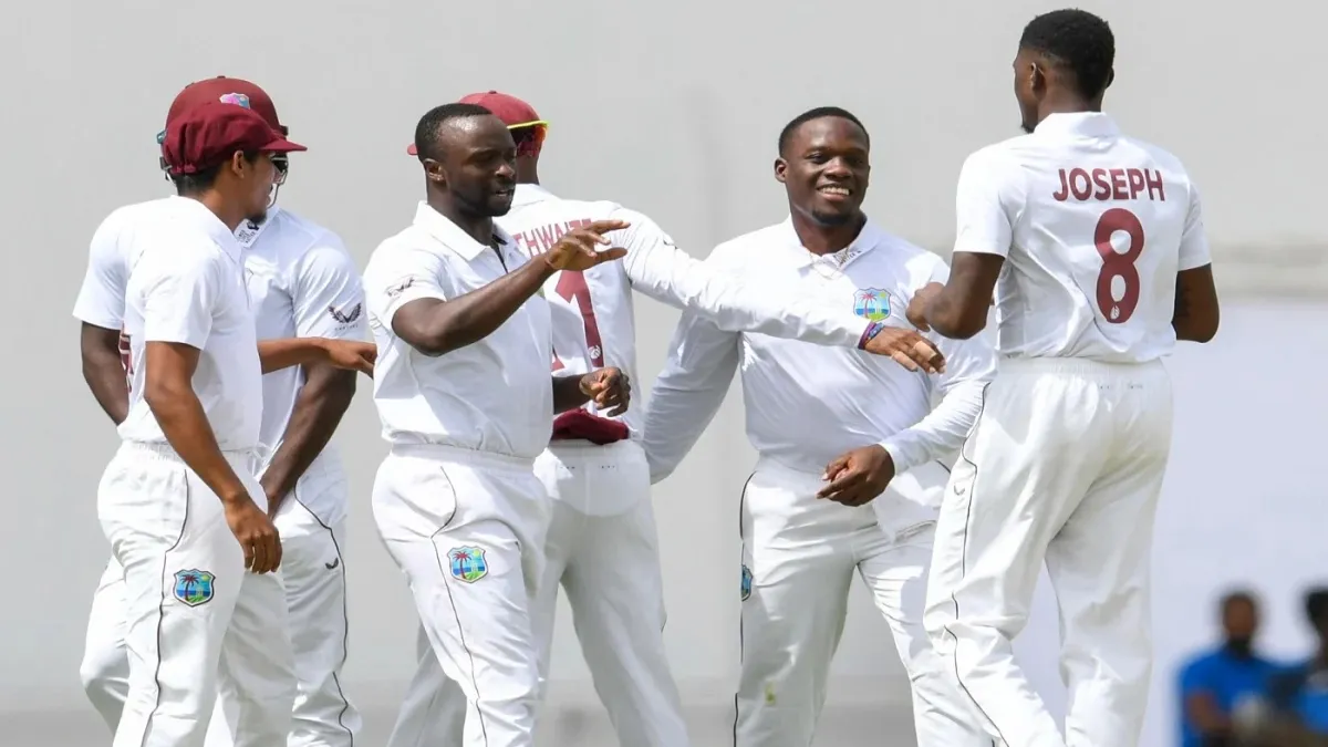 West Indies players celebrate a wicket against Bangladesh- India TV Hindi