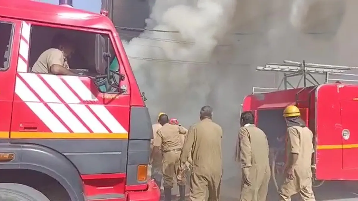 A fire breaks out in a building in Rohini's Budh Vihar police station area. Eight fire tenders prese- India TV Hindi