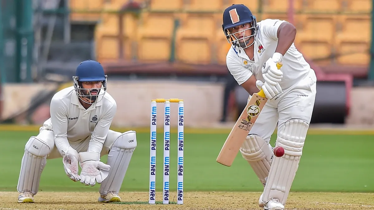  Sarfaraz Khan plays a shot during the Ranji Trophy final- India TV Hindi