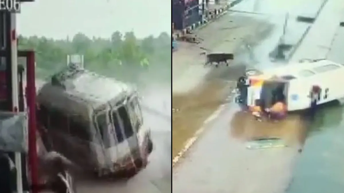 Ambulance slips on road - India TV Hindi
