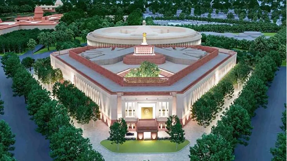 A model of the proposed new Parliament building- India TV Hindi