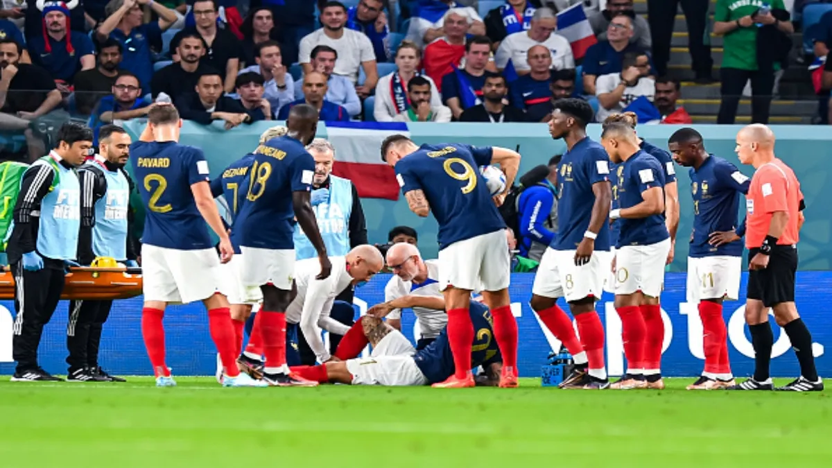 Lucas Hernandez of France lies on the pitch injured during...- India TV Hindi
