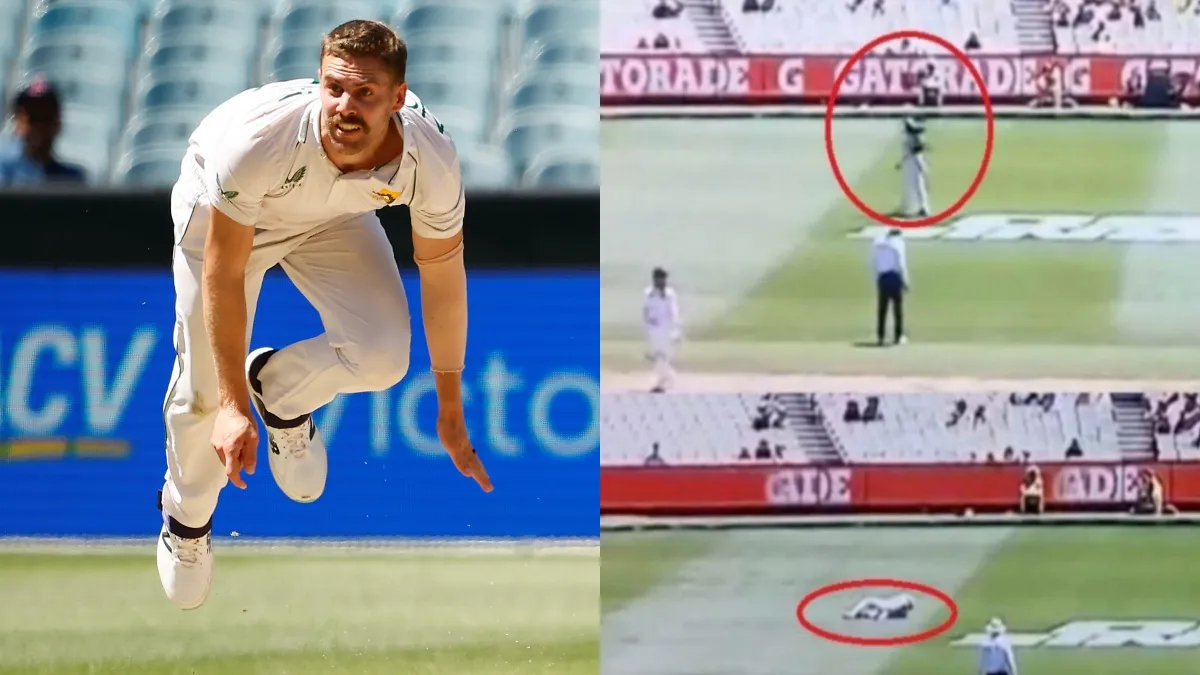 Anrich Nortje knocked down by spider camera at the MCG- India TV Hindi