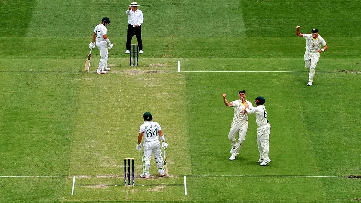 Pat Cummins of Australia celebrates after taking wicket of...- India TV Hindi