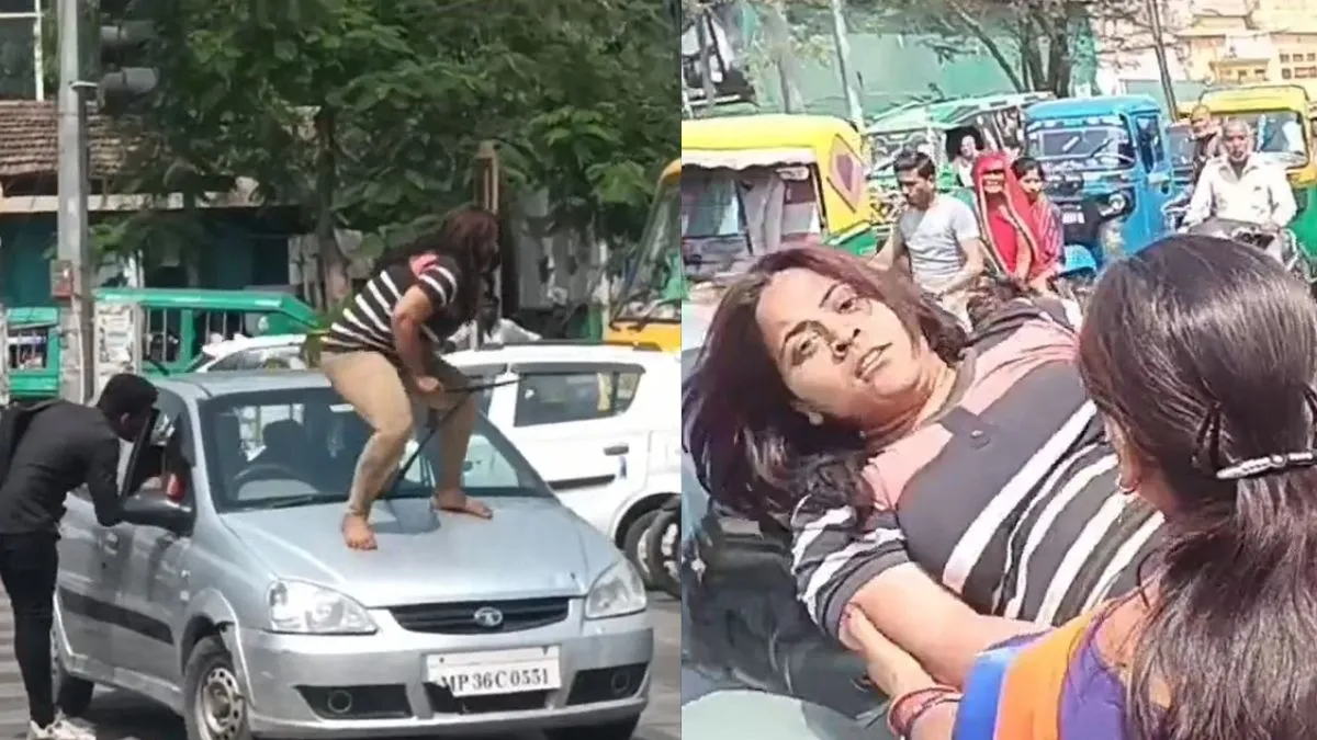 लड़की का बीच सड़क पर हाइवोल्टेज ड्रामा।- India TV Hindi