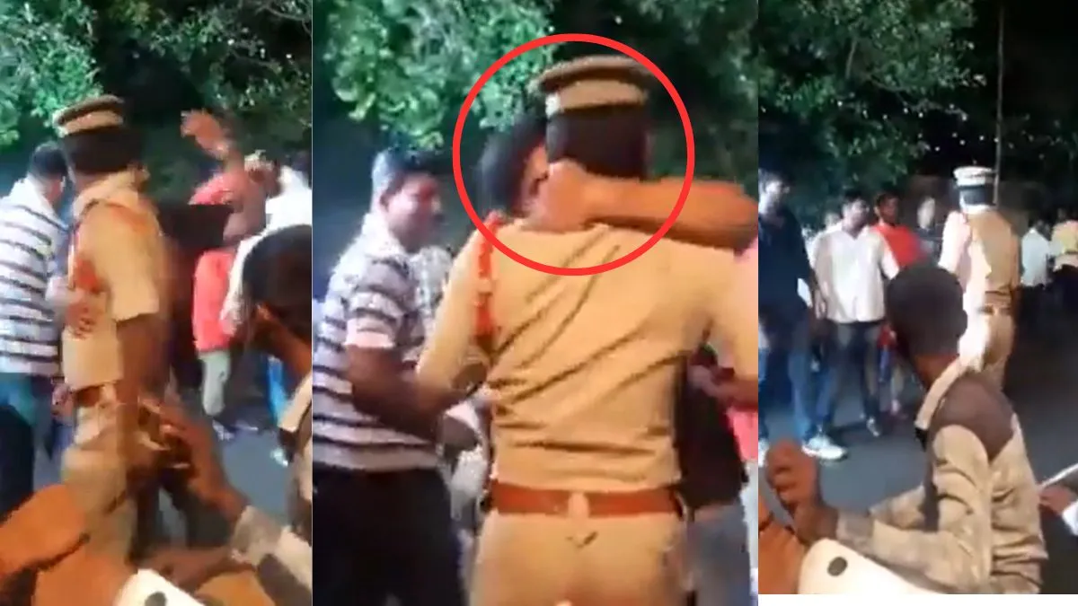 kissed the police viral video- India TV Hindi