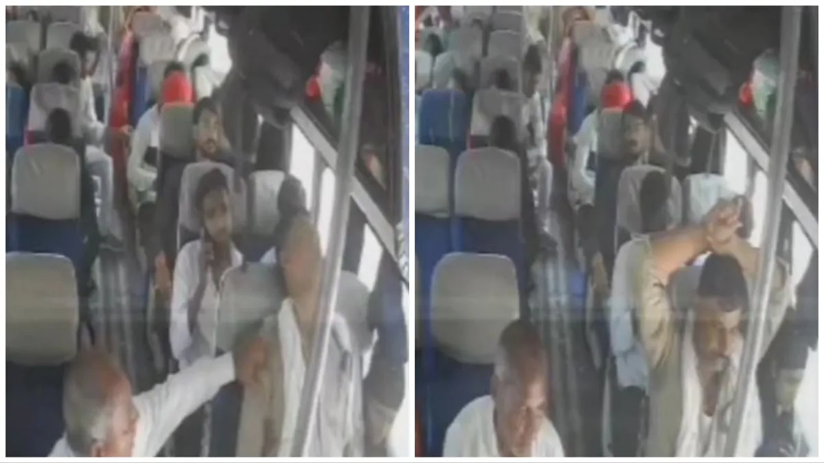 Bus Conductor Heart Attack in Running bus CCTV video is scary viral on social media- India TV Hindi