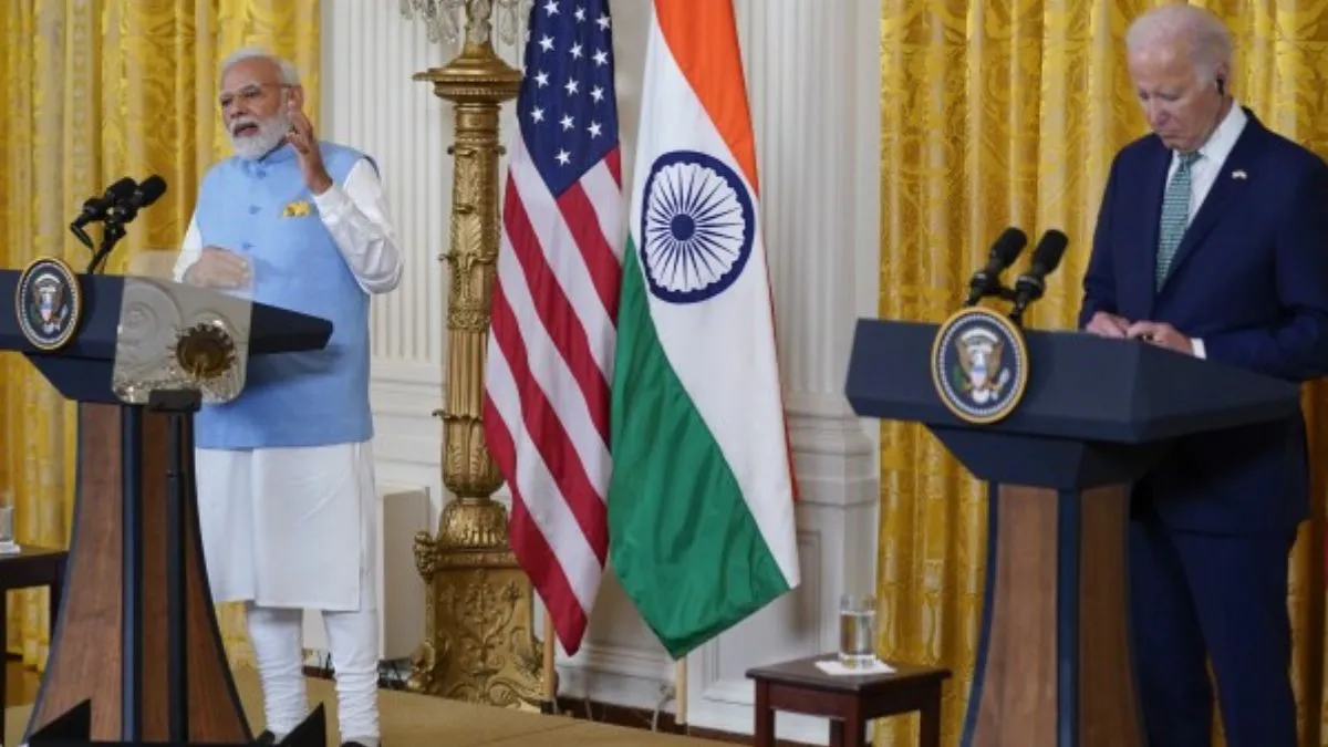 अमेरिका के ह्वाइट हाउस में पीएम मोदी और राष्ट्रपति जो बाइडेन।- India TV Hindi