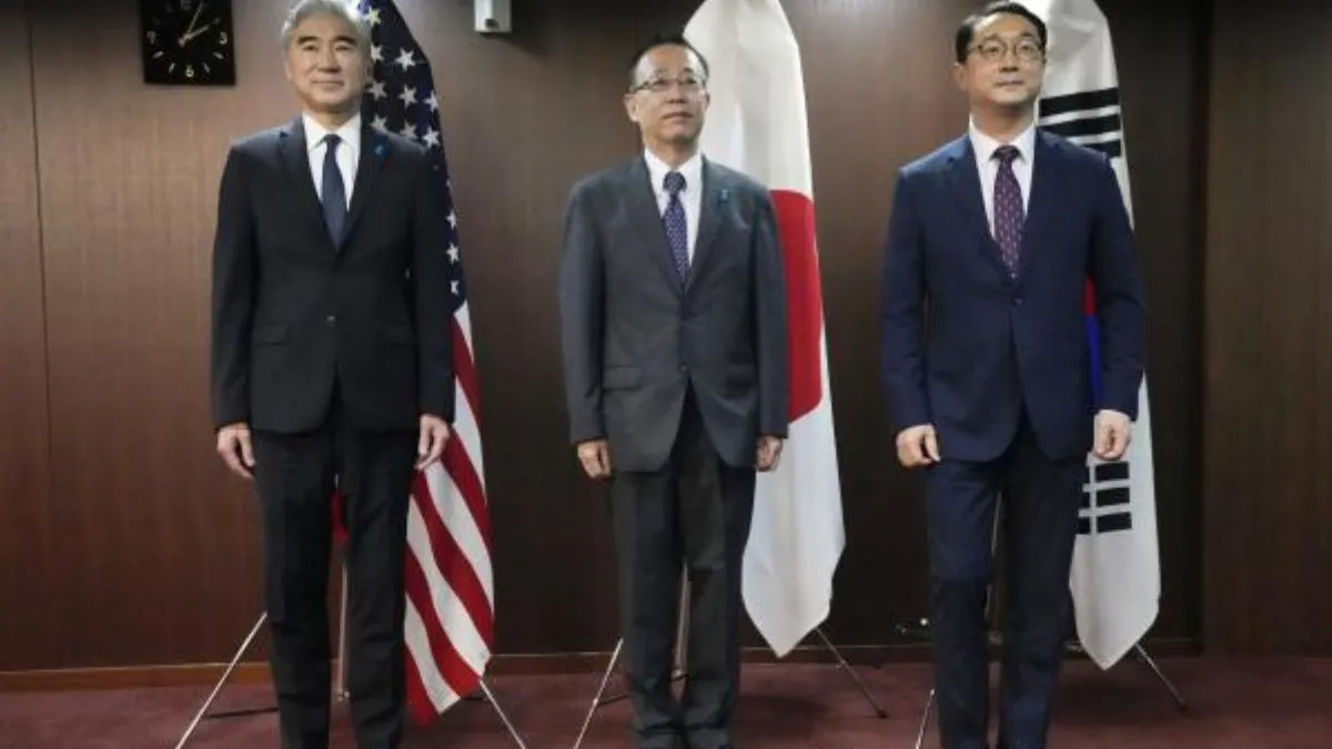 जापान, उत्तर कोरिया और अमेरिका के नेता। (प्रतीकात्मक)- India TV Hindi