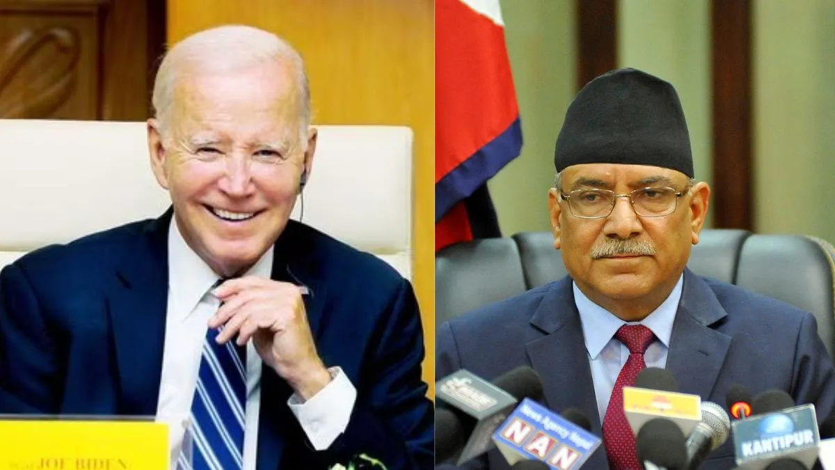 अमेरिकी राष्ट्रपति जो बाइडेन और नेपाली पीएम प्रचंड।- India TV Hindi