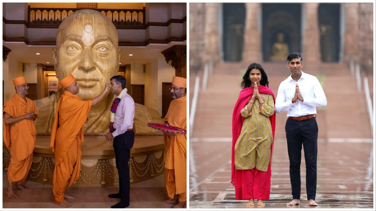 G20 Summit 2023 British PM Rishi Sunak sanatani look reached Akshardham temple just before the meeti- India TV Hindi