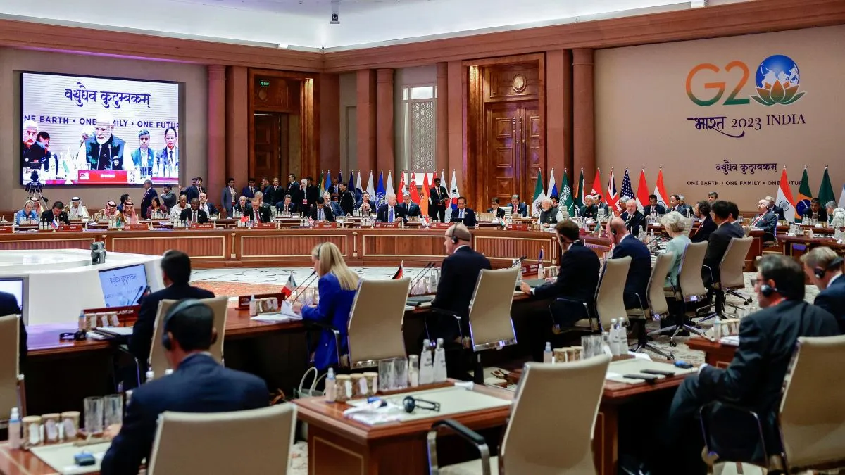 जी-20 बैठक में शामिल विश्व के नेतागण।- India TV Hindi