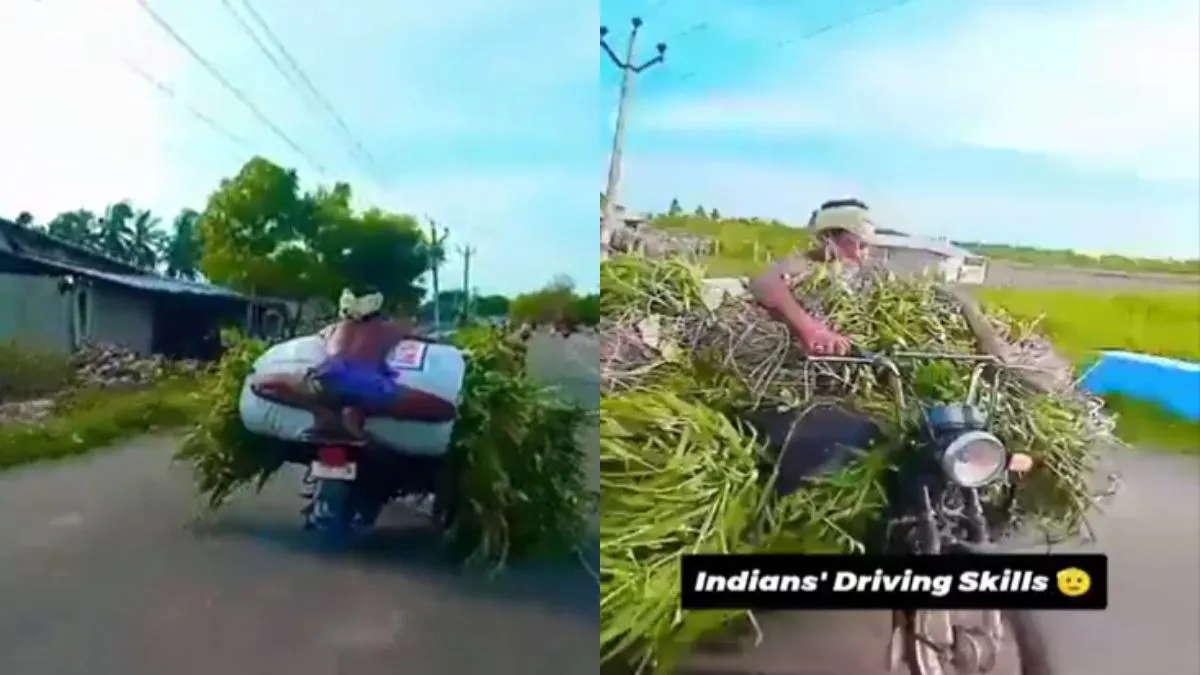 अनोखे तरीके से बाइक चलाते हुए दिखे अंकल- India TV Hindi