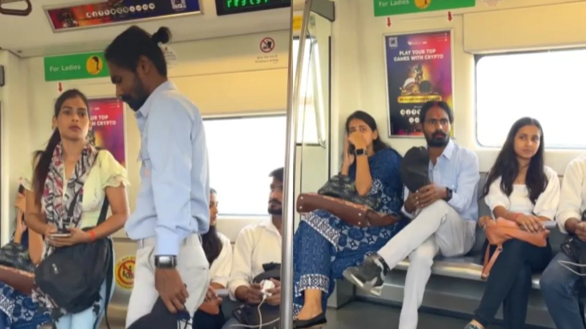 दिल्ली मेट्रो में सिंदूर लगाकर घुसा युवक।- India TV Hindi