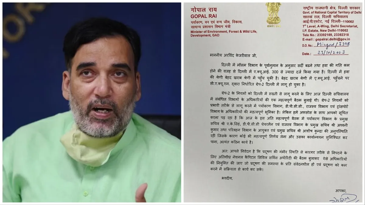 Delhi air pollution gopal rai wrote letter to arvind kejriwal- India TV Hindi