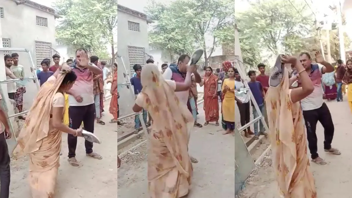 मां ने आरोपी पुलिसकर्मी को जूते से पीटा - India TV Hindi