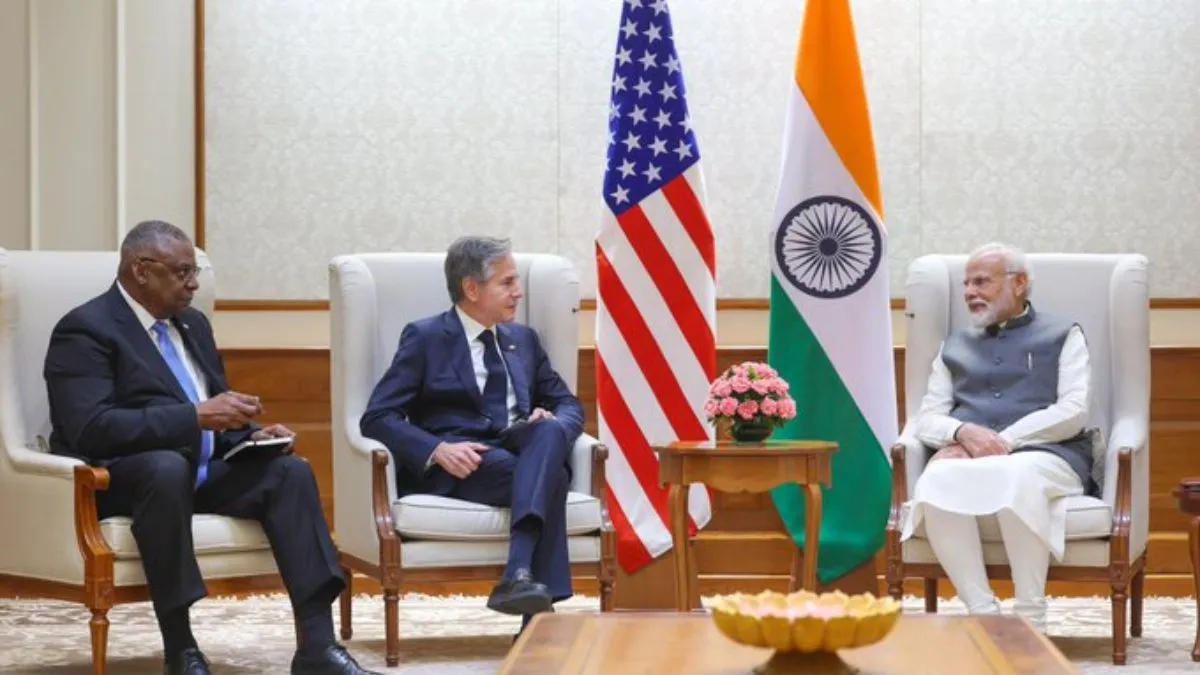 प्रधानमंत्री मोदी से मुलाकात करते अमेरिकी विदेश मंत्री एंटनी ब्लिंकन और रक्षामंत्री लॉयड ऑस्टिन।- India TV Hindi