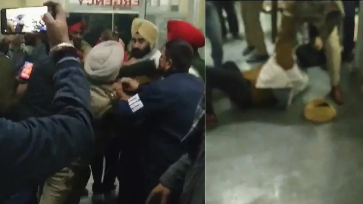 Lawyer-police clash in Ludhiana hospital fierce kicking and punching turban thrown VIDEO- India TV Hindi