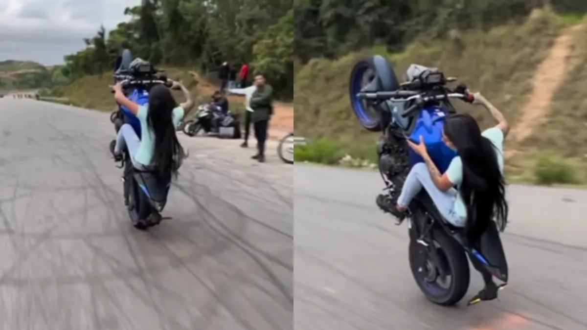 लड़की ने बाइक पर किया खतरनाक स्टंट- India TV Hindi