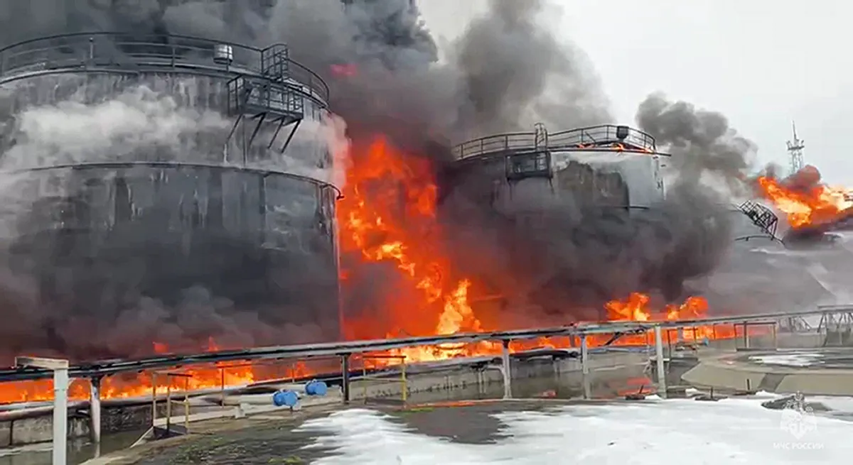 Russia's oil depot caught fire due to drone attack - India TV Hindi
