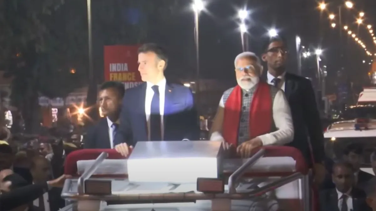 जयपुर में पीएम मोदी और फ़्रांस के राष्ट्रपति का रोडशो शुरू- India TV Hindi