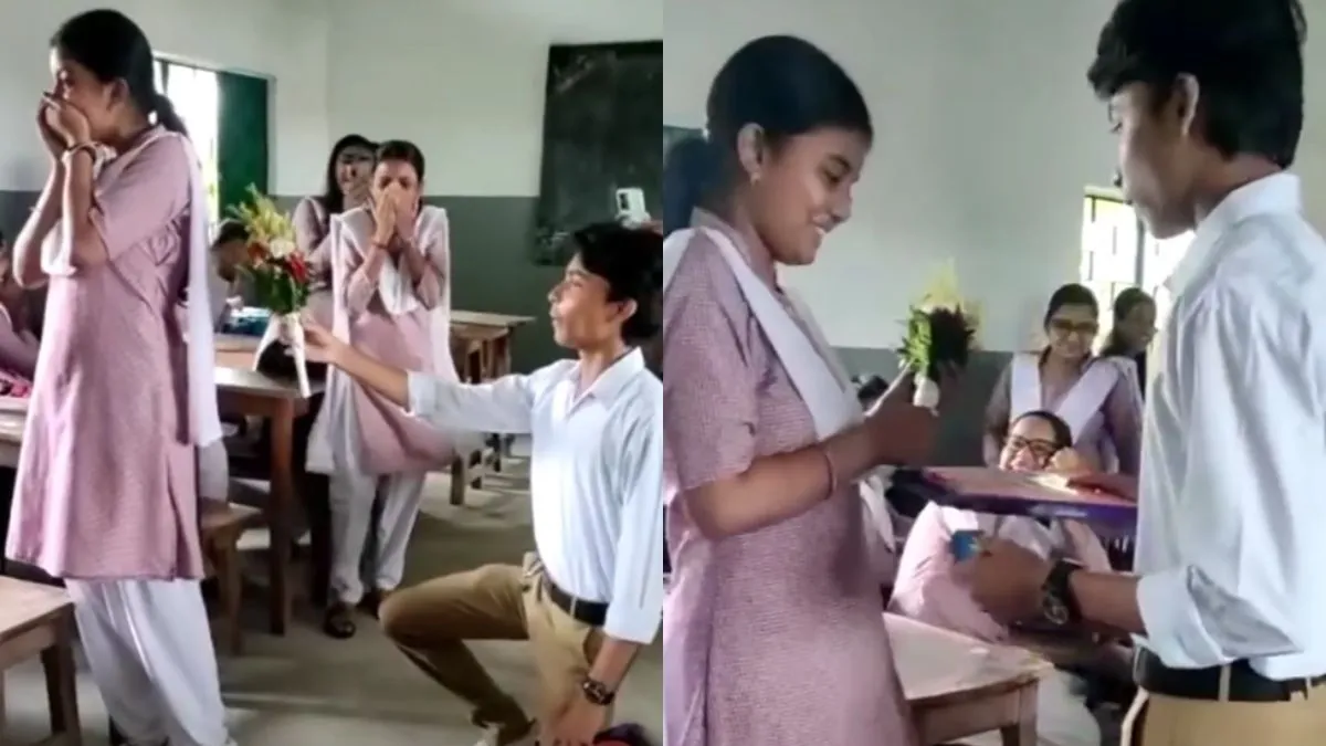क्लास में प्रपोज करता हुआ लड़का।- India TV Hindi