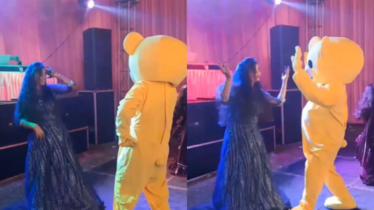 टेडी के ड्रेस में डांस करता शख्स- India TV Hindi