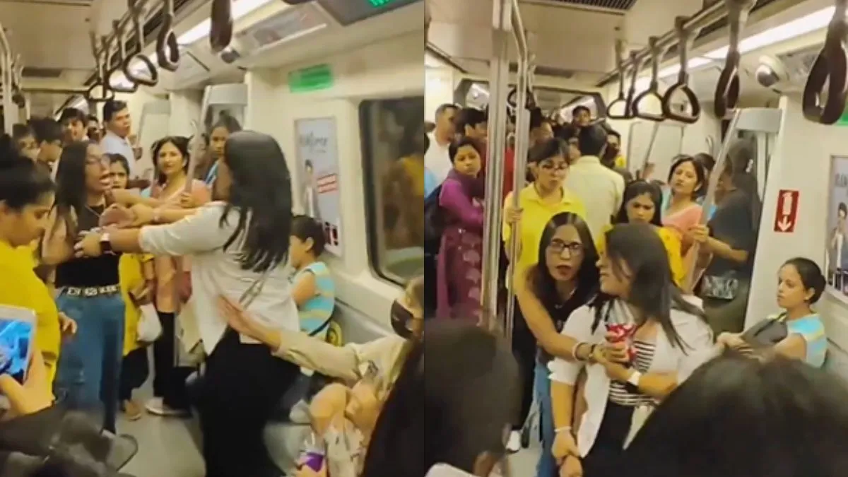 दिल्ली मेट्रो में महिलाओं के बीच हुई लड़ाई- India TV Hindi