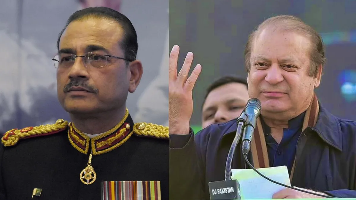 पाकिस्तानी सेना प्रमुख असीम मुनीर बाएं और दाएं नवाज शरीफ (पूर्व पीएम)- India TV Hindi