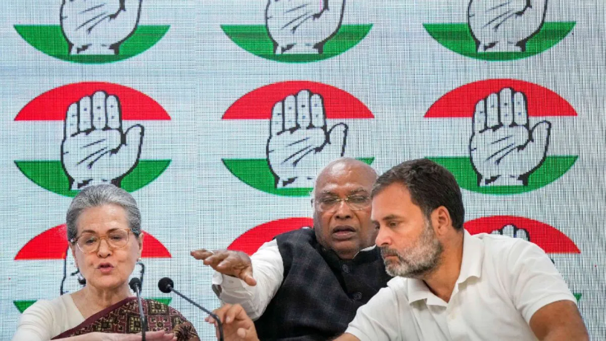 कांग्रेस अध्यक्ष खरगे, सोनिया और राहुल गांधी- India TV Hindi