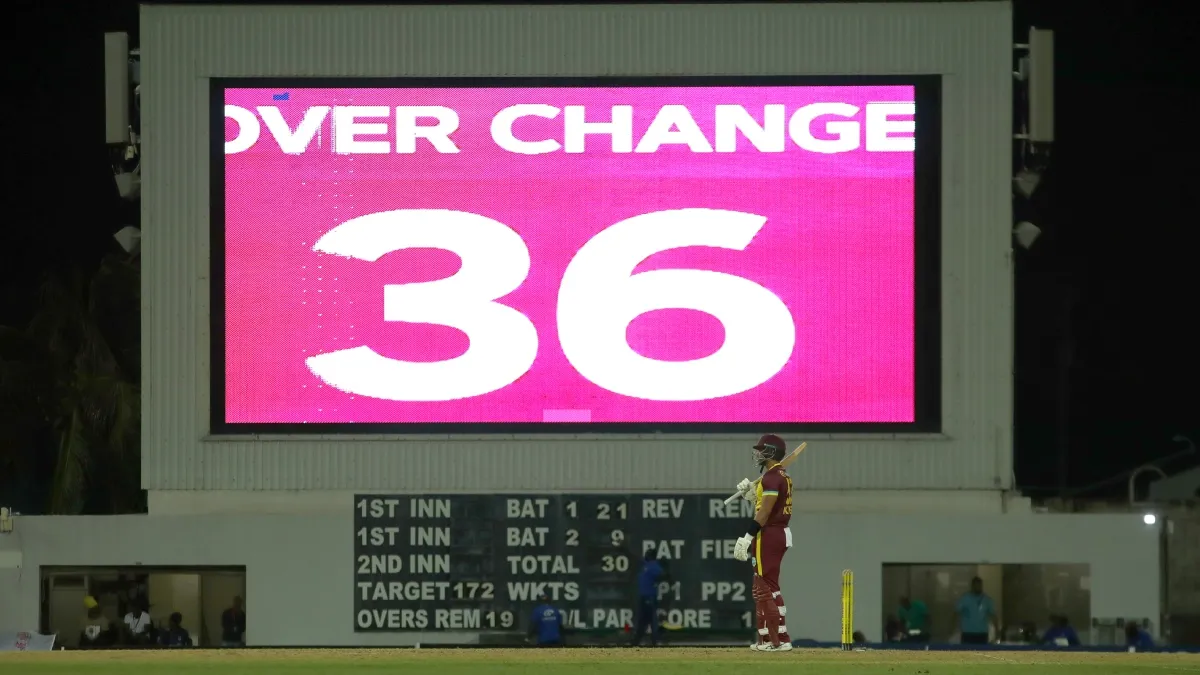 Stop Clock is shown on the screen during the 1st T20 International between West Indies and England - India TV Hindi