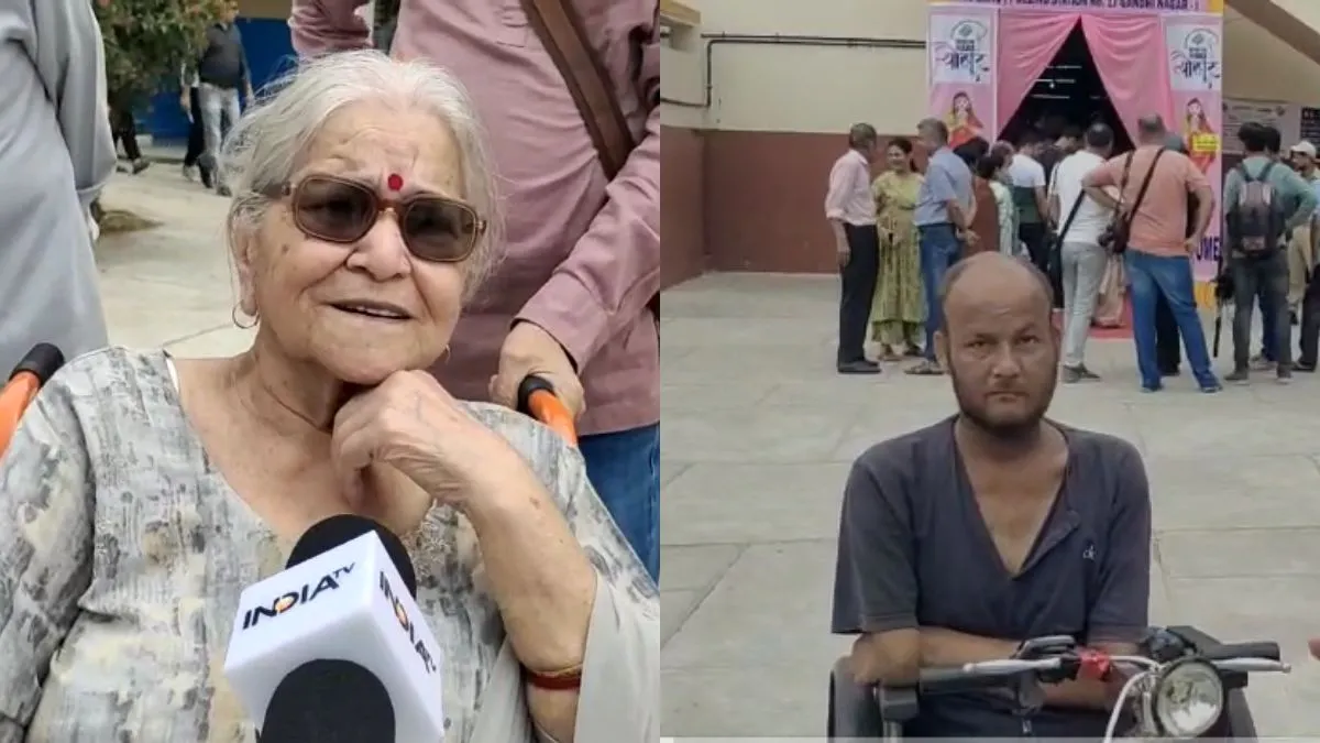 बुजुर्ग महिला और दिव्यांग ने किया मतदान- India TV Hindi