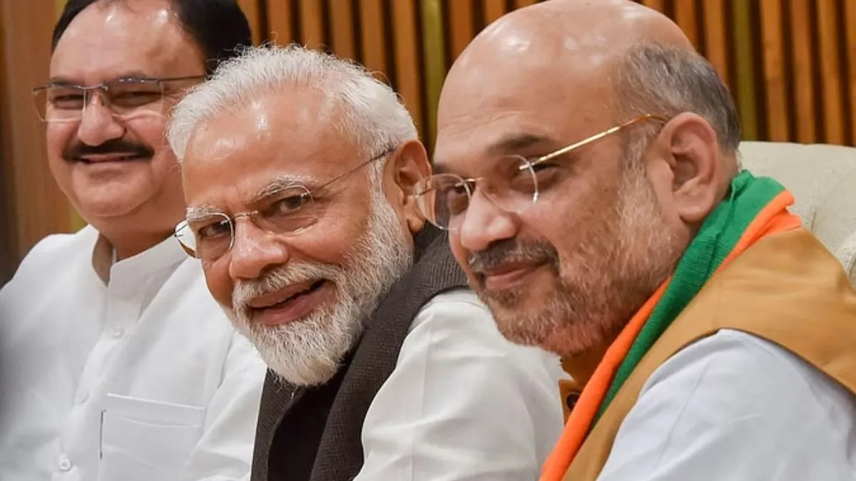 पीएम मोदी के साथ जेपी नड्डा और अमित शाह- India TV Hindi