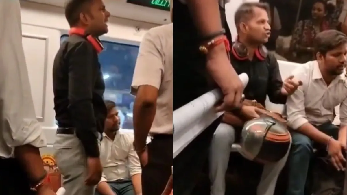 दिल्ली मेट्रो में आपस में लड़ते दो युवक- India TV Hindi