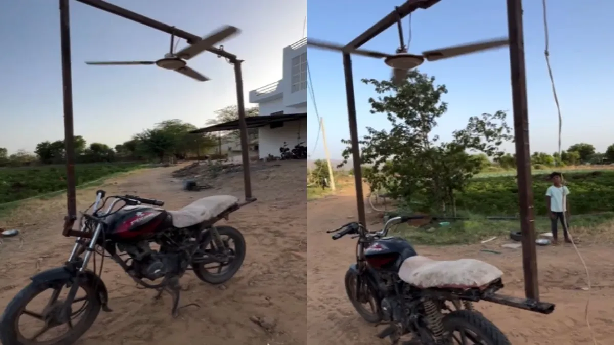 शख्स ने मोटर साइकिल में लगवा लिया पंखा- India TV Hindi