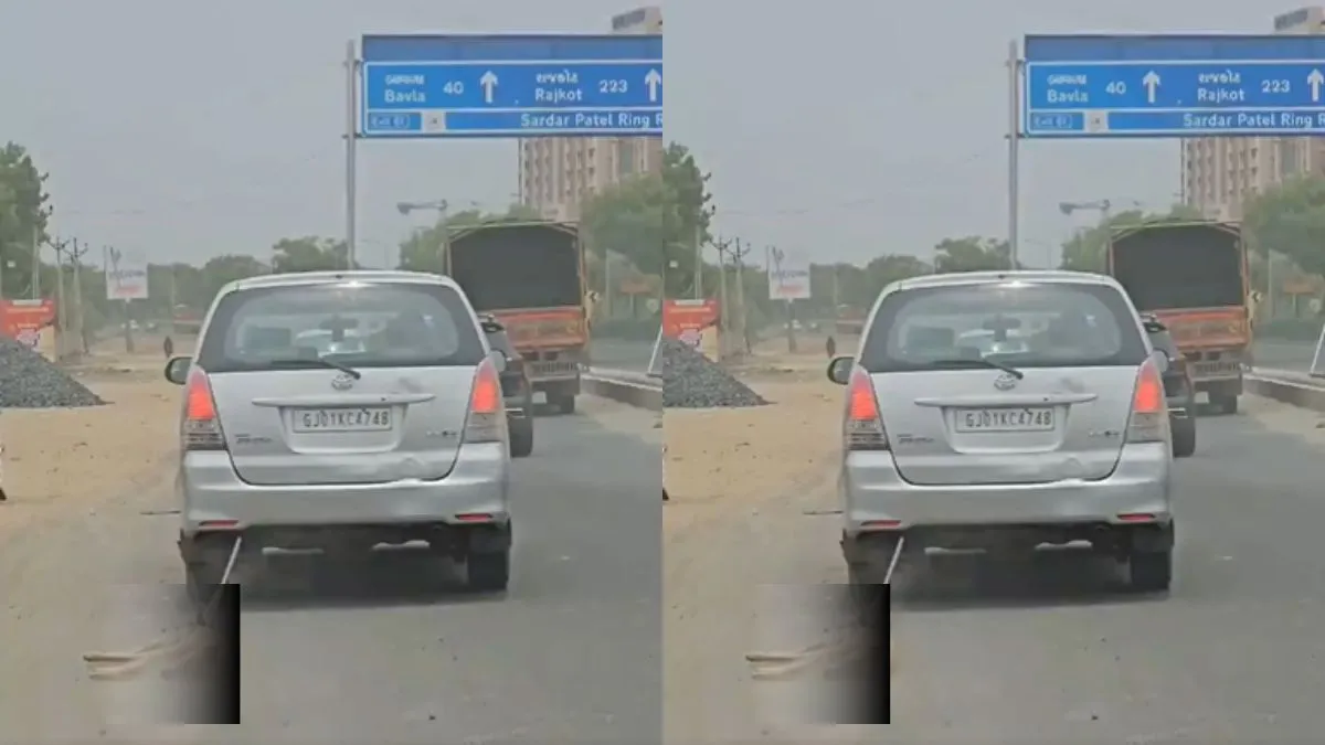 सड़क पर कुत्ते को घसीटते हुए कार चालक- India TV Hindi